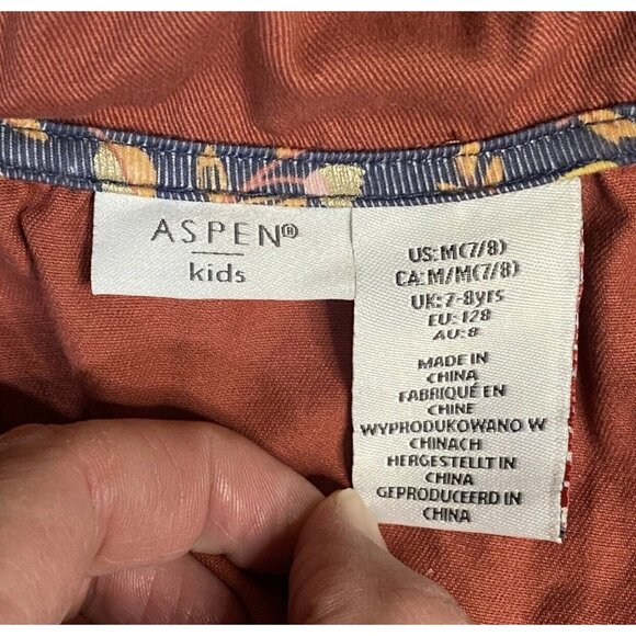 Aspen Kids Sleeveless Rust Amber Color Zip Up Ruffle Vest Kids 7/8 - Picture 4 of 5